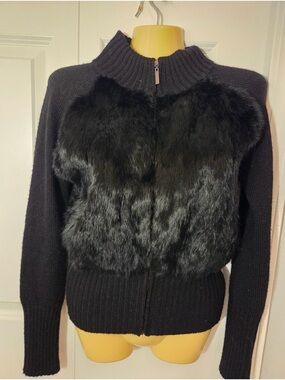 Arden B Rabbit Fur Vintage Black Sweater